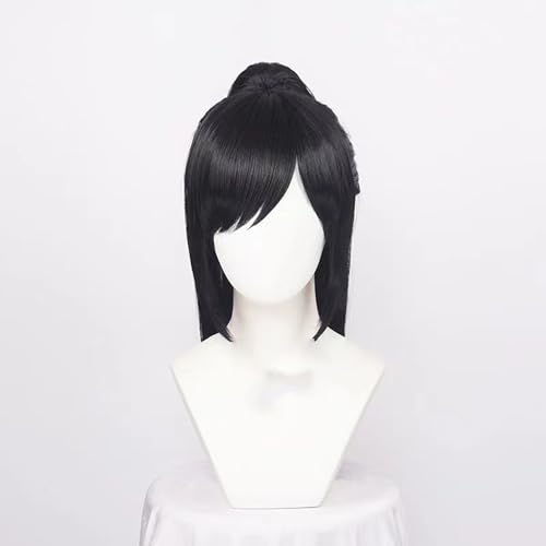 WCCNKK Dororo Hyakkimaru Cosplay Perücke + Perückenkappe, Schwarze Lange Pferdeschwanzperücke, Geeignet Für Halloween, Party, Karneval, Halloween-Dekorationszubehör, Anime-Geschenk