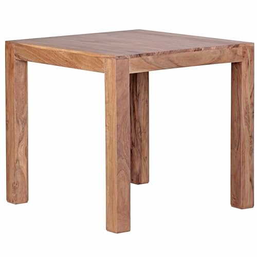 WOHNLING Esstisch Massivholz Akazie 80 x 80 x 76 cm Esszimmer-Tisch Design Küchentisch modern Landhaus-Stil Holztisch quadratisch dunkel-braun Natur-Produkt Massivholzmöbel Echt-Holz unbehandelt