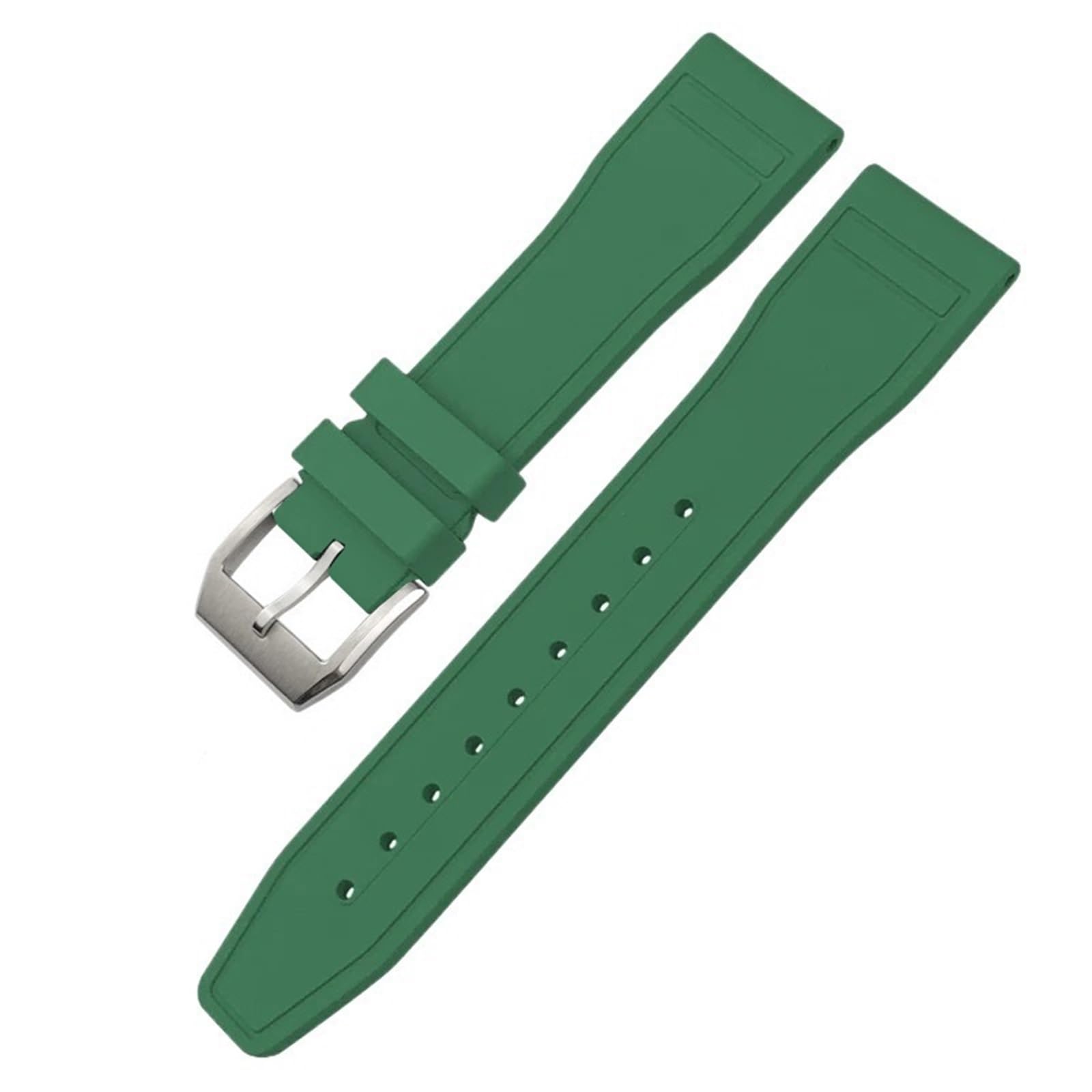 IOTUP FKM Armband aus Naturkautschuk, 20 mm, 21 mm, 22 mm, für IWC Big Pilot's Watches IW3881 IW3777, grün-gelb, bunt, weiches Fluorkautschuk-Armband, 22 mm, Achat