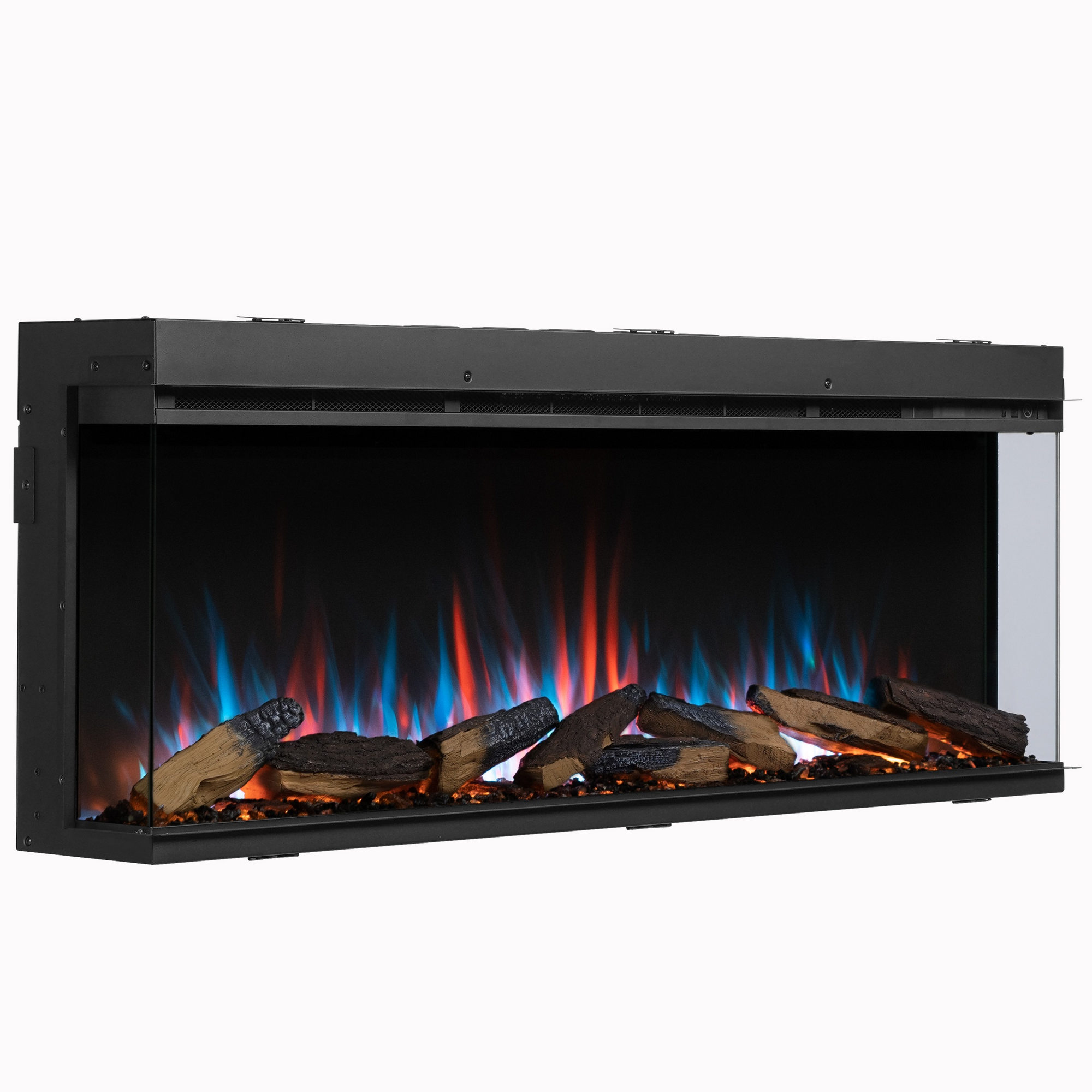 Richen Elektro-Einbaukamin 'Athena 52' schwarz 1500 W, Wifi 3D-Flammeneffekt Fernbedienung 132,8 x 49,5 x 21 cm