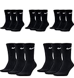 Nike 15 Paar Herren Damen Socken Set Tennissocken Sportsocken Laufsocken Paket Bundle SX4508 Weiß Schwarz Grau, Sockengröße:46-50, Farbe:Schwarz