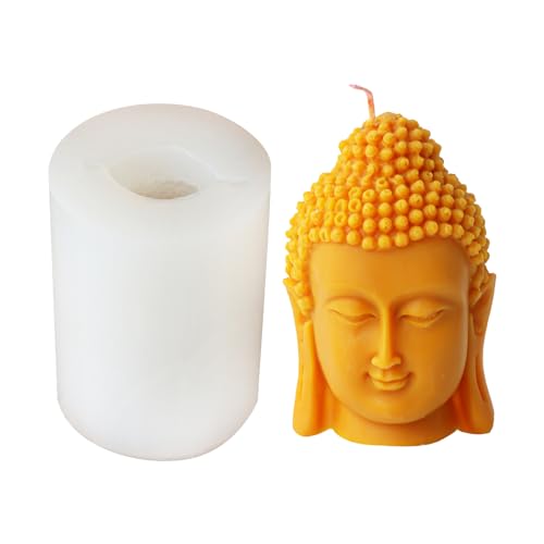 CYILPR Kerzenformen, 3D-Buddha-Kopf-Kerzenform, Silikon, Meditation, Buddha-Kopfform, Kerzen, kreative Kerzenherstellung, Silikonformen