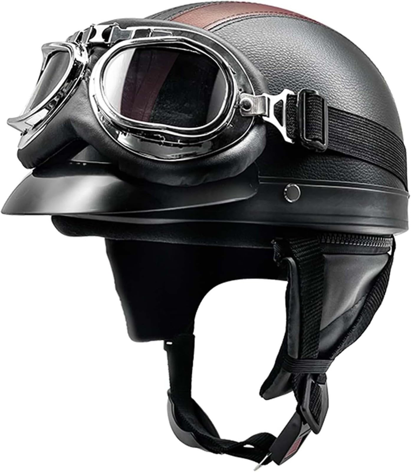 Motorrad-Jet-Helm BOL Vintage ECE-Zugelassener Motorrad-Jet-Helm, Sommer-Halbhelm Für Männer Und Frauen, Retro-Pilotenhelme, Mit Schutzbrille Für Roller-Chopper-Motorradhelm H,52-62cm