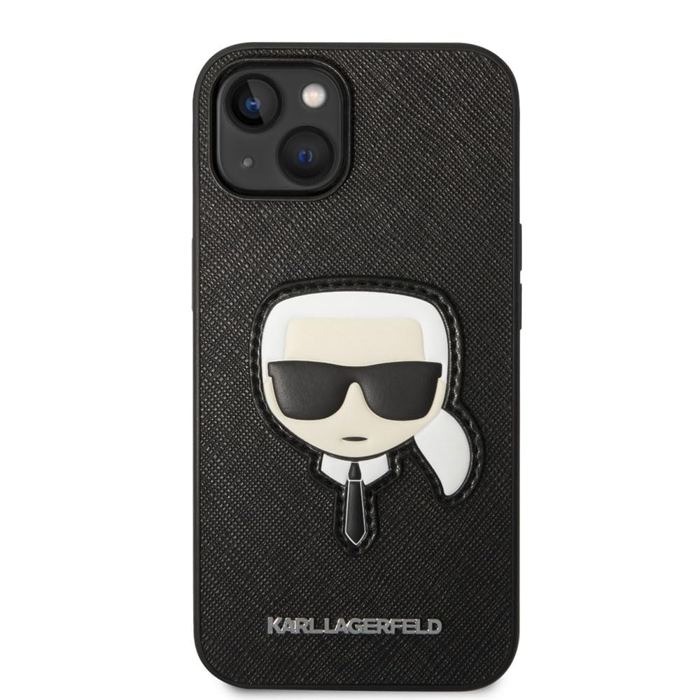 KARL LAGERFELD KLHCP14SSAPKHK hülle für iPhone 14 6,1" schwarz/Black hardcase Saffiano Karl`s Head Patch