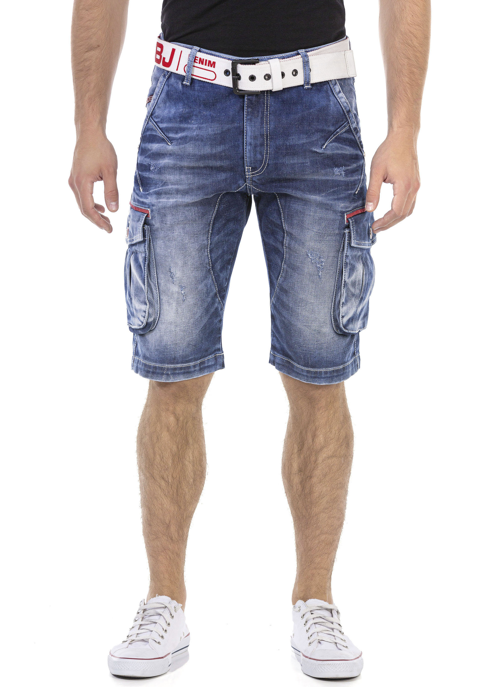 Cipo & Baxx Bermudas, in Denim, mit Cargotaschen