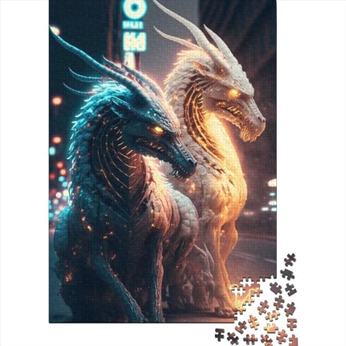 Kunstpuzzle für Erwachsene 1000 Teile Brave Dragon Holzpuzzle für Erwachsene Puzzlespielzeug Familienspiele Weihnachtsgeburtstagsgeschenke 75x50cm