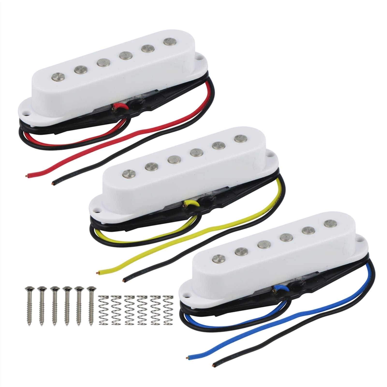 ZENGXUE 3 Stücke Weiße Flache Obere Einzelne Spulenabnehmer Keramik Elektrische Gitarre Pickups 50/50 / 52mm Set Humbucker Tonabnehmer Set