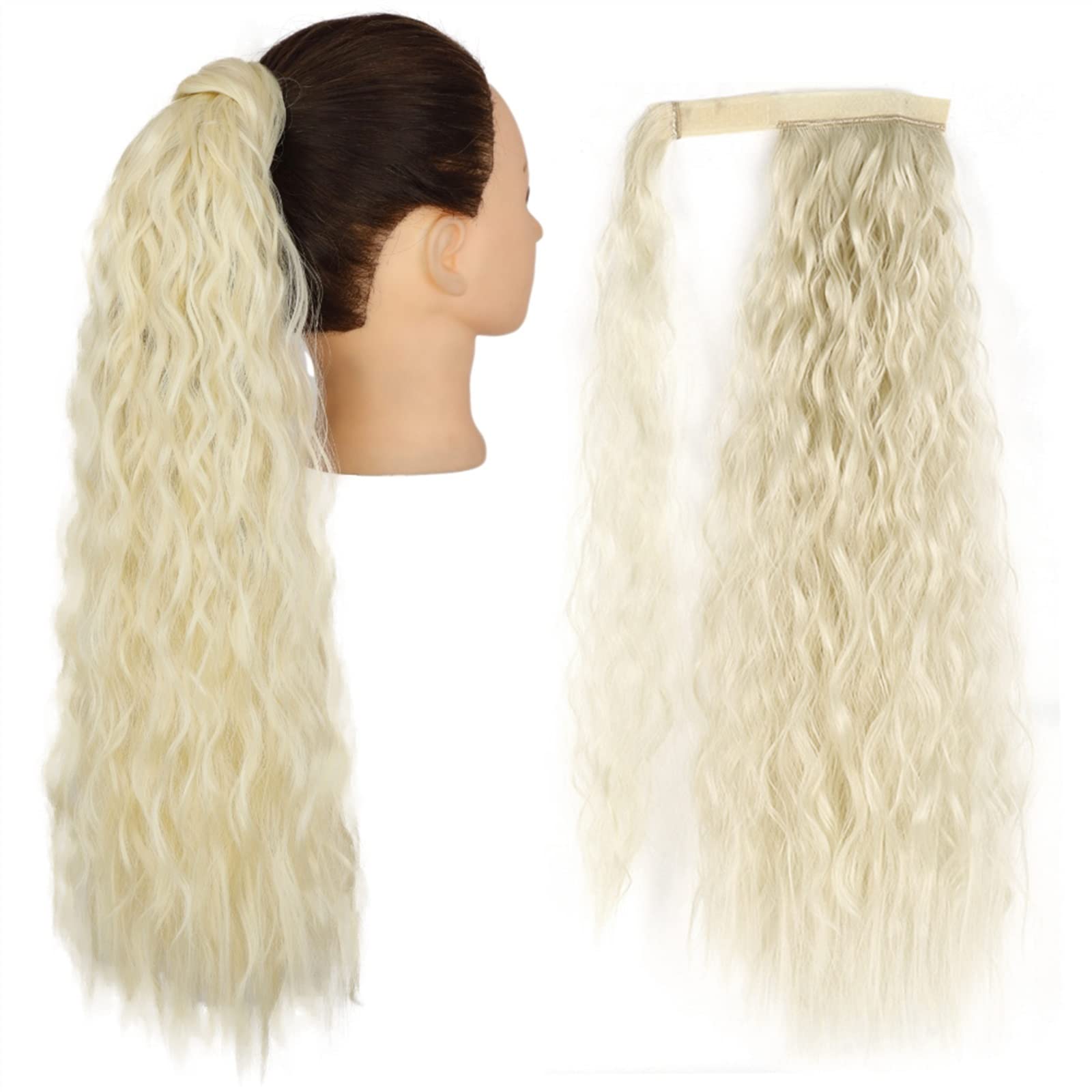 Pferdeschwanz Haarteil Clip-Haarverlängerungen for Anklipsen, synthetischer Mais, gewellt, langer Pferdeschwanz for Damen-Haarteil Pferdeschwanz Haarverlängerung(Q19-613,34inch-85cm)