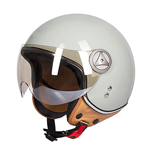 BGMKE Brain-Cap Helm Jet-Helm Scooter-Helm Retro Motorrad Halbhelme Halbschale Motorradhelm Mit Visier Roller-Helm Mopedhelm Für Herren Und Damen ECE Zertifizierung Vintage Offener Jethelme