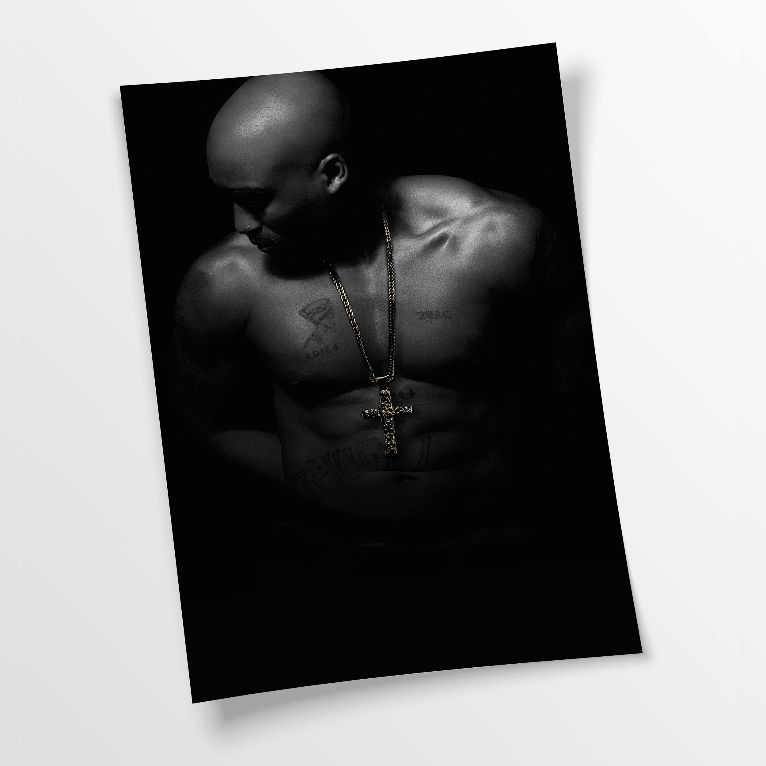 Artis Prints Poster 2Pac | Schwarz Weiß Fotografie, Tattoos - Körper, Inneneinrichtung Deko, Klein bis XXL, Wohnzimmer Schlafzimmer