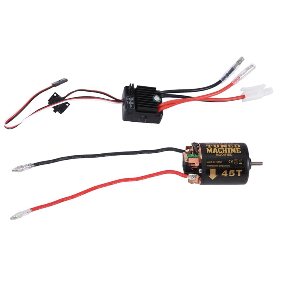 Qhpnunhq 540 Brushed Motor 45T mit 1060 Brushed ESC 60A 2-3S LiPo Wasserdichter Elektrischer Geschwindigkeitsregler für RC 1/10 Crawler Car