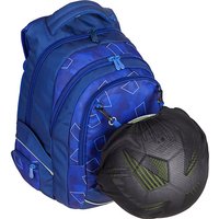 Walker 42018-070 - Schul-Rucksack Fame Court Blau mit 3 Fächern und Seitentaschen, Schul-Tasche inkl. Rücken-Polsterung und verstellbarem Hüft-, Schulter- und Brustgurt, wasserabweisend