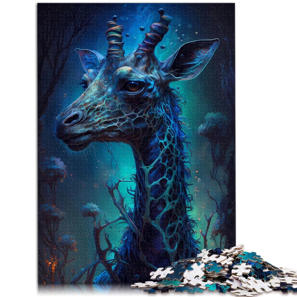 Puzzle-Geschenk Giraffe Otherworldly 1000 Teile Puzzle für Erwachsene Holzpuzzle-Spiel Home Art Decor Schwierige schwere Puzzles für Frauen Männer (50x75cm)