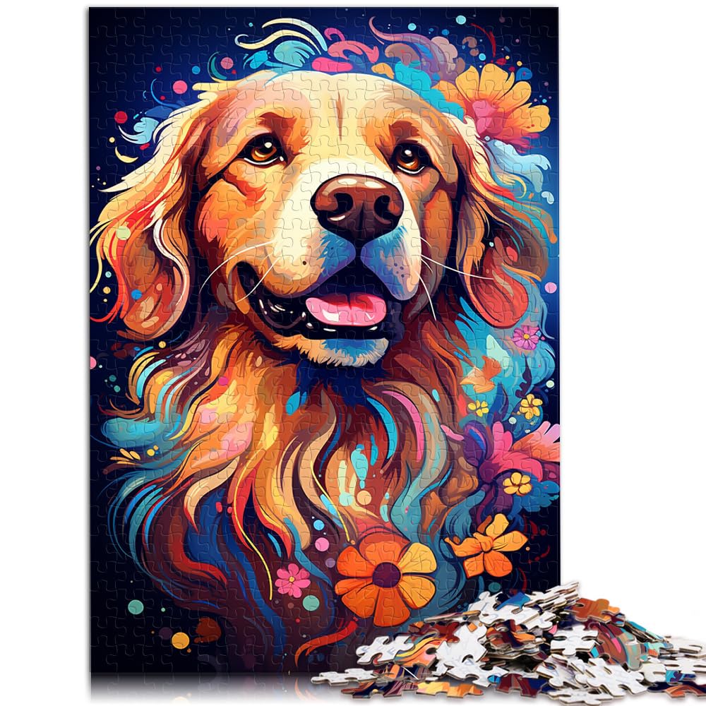 Puzzle für Puzzle Exotischer bunter Golden Retriever-Hund Puzzle für Erwachsene 1000 Teile Holzpuzzle Familienaktivität Puzzle 1000 Teile (50x75cm)