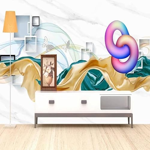 XLMING Einfache Marmor Abstrakte Geometrie Küche Esszimmer Arbeitszimmer Wohnzimmer TV Hintergrund Wand 3D Tapete-350cm×256cm