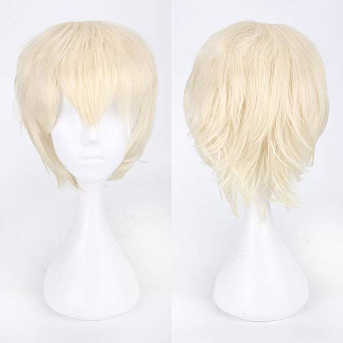 LINLINCD-Wig Anime Cosplay Perücke for Fasching Nachtleben CluI Party Dress Up Perücke Cosplay Anime Perücke Universal Farbe Harajuku Anti-Curled Herren Kurzhaar Anti-Curled Stil