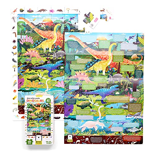 Banana Panda - Observation Puzzle Dinosaurs - Großes 60-teiliges Bodenpuzzle, enthält Großes Lernposter mit spaßigen Fakten, frühe Lernaktivität für Kinder ab 4 Jahren und älter