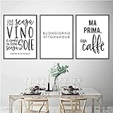 Wand Bilder Italienische Zitate Kunstdrucke KüChe Wand Bilder Bilder Schwarz Weiß Bild Cafe Restaurant Leinwand Poster Schlafzimmer Wohnkultur Rahmenlos 40×50cm×3pcs