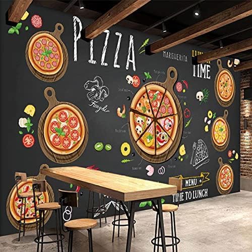 XLMING Handgemalte Abstrakte Pizza Cafe Dessert Shop Westlichen Restaurant Küche Esszimmer Arbeitszimmer Wohnzimmer TV Hintergrund Wand 3D Tapete-150cm×105cm