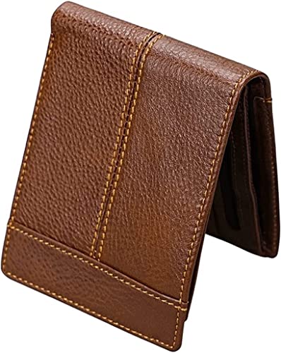 VSULZVNU Kartenetuis, handgefertigt, echtes Leder, Herrengeldbörse, luxuriöses Rindsleder, weiche Brieftaschen, Vintage, einfacher Kartenhalter, Cowboy-Geldbörse (Farbe: Kaffee)