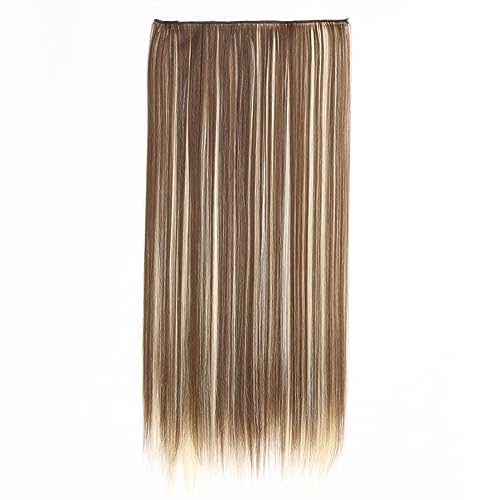 Clip-in-Haarverlängerungen Clip-in-Kunsthaarverlängerungen, 5 Clip-in-Haarverlängerungen, lange, glatte Frisur, Haarteil, Schwarz, Braun, Blond, 61 cm, Kunsthaar for Frauen Clip-in-Haarverlängerungen