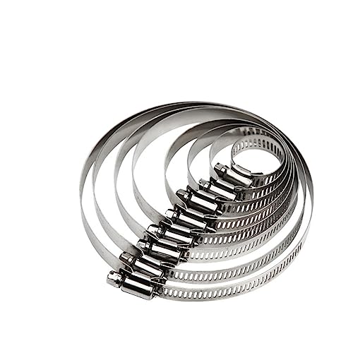 5 Stück 8 mm-700 mm Rohrschellen, robuste Edelstahl-Schlauchschellen, Auto-Kraftstoffschlauch-Rohrschellen, Schneckenantrieb, langlebig (Color : Silver, Size : 46-70mm)