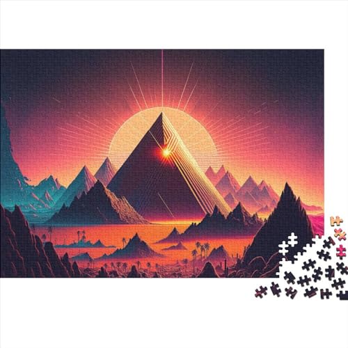 1000 Teile für Erwachsene, schwierige Puzzles, Eine Pyramide im Neonsand, Holzpuzzles für Teenager, Geschenke, Spielspielzeug für Erwachsene, Familienpuzzles, Geschenk (Größe 75x50cm)