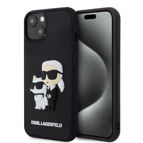 Karl Lagerfeld iPhone 15 TPU Back Cover - 3D Rubber - NFT K&C - Black