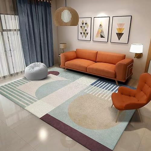 Teppich Wohnzimmer Geometrische Farbe Vintage Groß Teppich Wohnzimmer, Esszimmer Weicher Und Komfortabler Strapazierfähiger Nicht Verziehender Carpet,Für Schlafzimmer,Arbeitszimmer