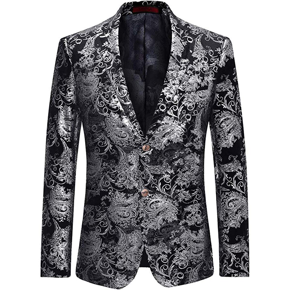 Allthemen Herren Pailletten Sakko Gold Glitzer Blazer Slim Fit Hochzeit Smoking Silber XXL