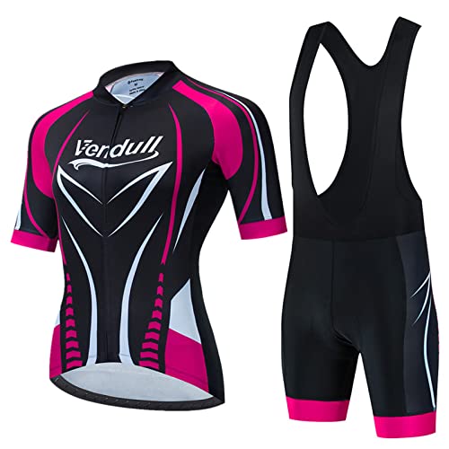 Radtrikot Damen|Radsportanzug Kurzarm Set|Fahrradbekleidung Frauen Sommer,MTB Fahrradtrikot Cycling Oberteil und Radhose mit 19D Gel Sitzpolster,Bike Bekleidung Atmungsaktiv Schnell Trocknen(4,M)