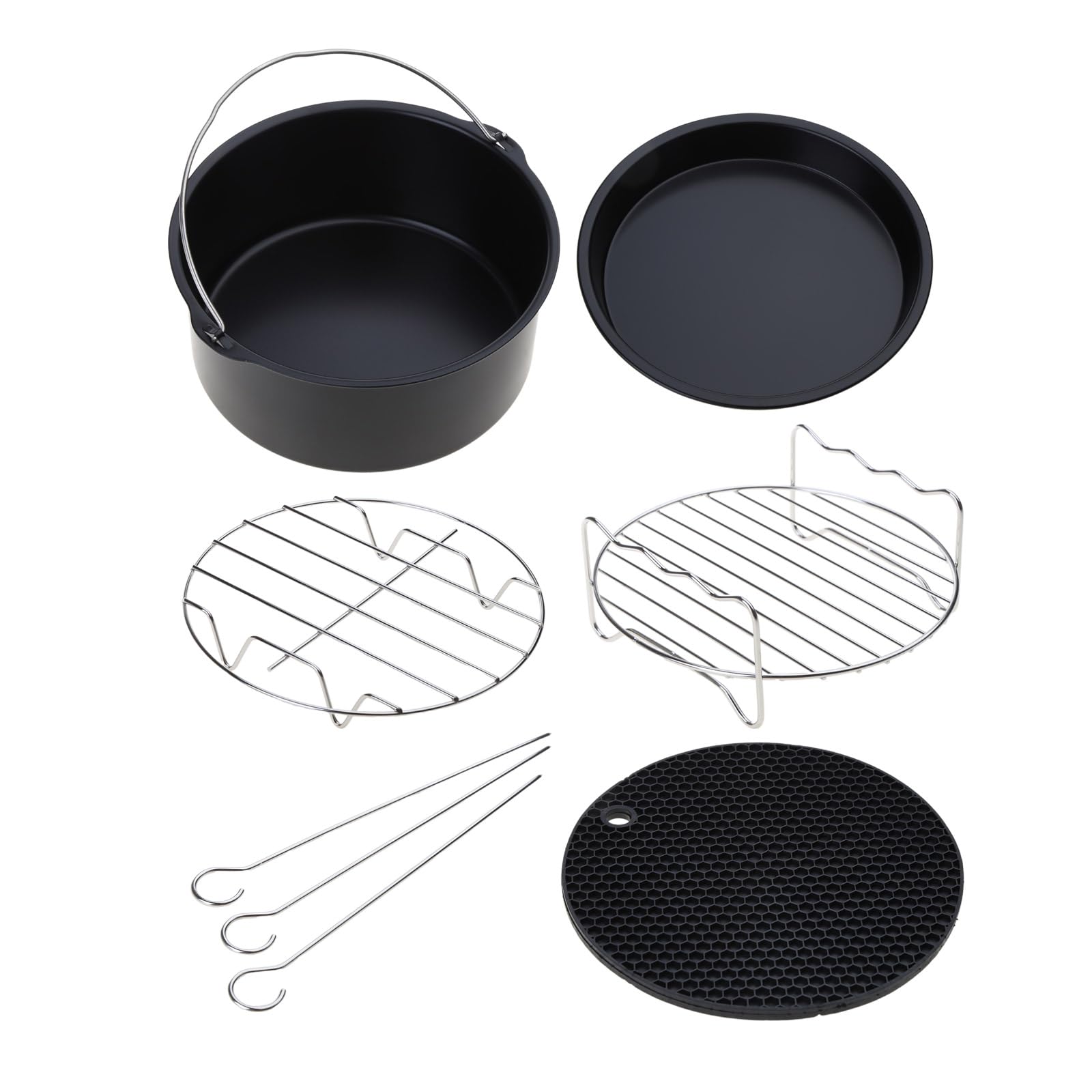 5 Teile/satz 7 Air Friteuse Zubehör Backen Pizza Pan Kuchen Rack Isolierung Matte 3 7 4 2 5 3 5 8