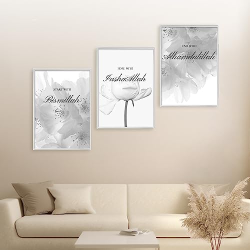 HAVA Artwork Grey Dream Poster Set, Islamische Poster, Islamische Bilder, Islamische Dekoration, Islamische Geschenke, Bilderrahmen, Allah Wandbild