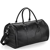 Weekender Reisetasche Robustes PU Kunstleder verwandelbar in Kleidersack mit Schuhfach Umhängetasche 54 x 33 x 29 cm in Schwarz oder Braun (Schwarz)