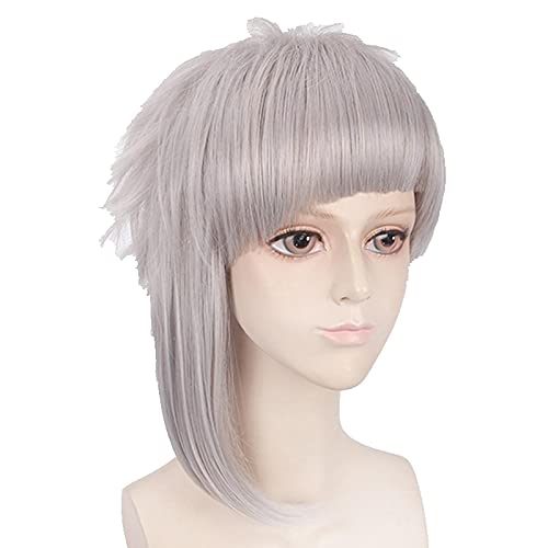 Anime cosplay perücke Anime Bungo Streune Hunde Nakajima Atsushi Perücke Kurze Silbergraue Haar Cosplay Perücke Rollenspiel Halloween Haar Synthese 35 cm