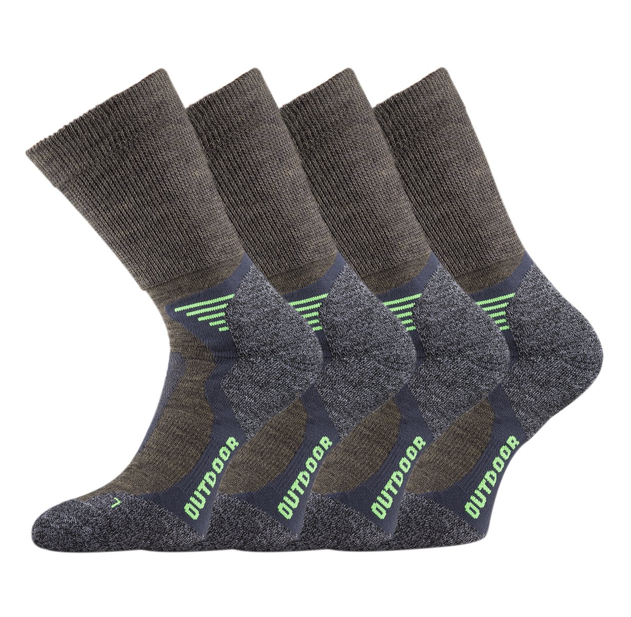 TippTexx24 2/4 Paar unisex Wandersocken,Trekkingsocken mit Merinowolle (35/38, Grau/Grün 4 Paar)