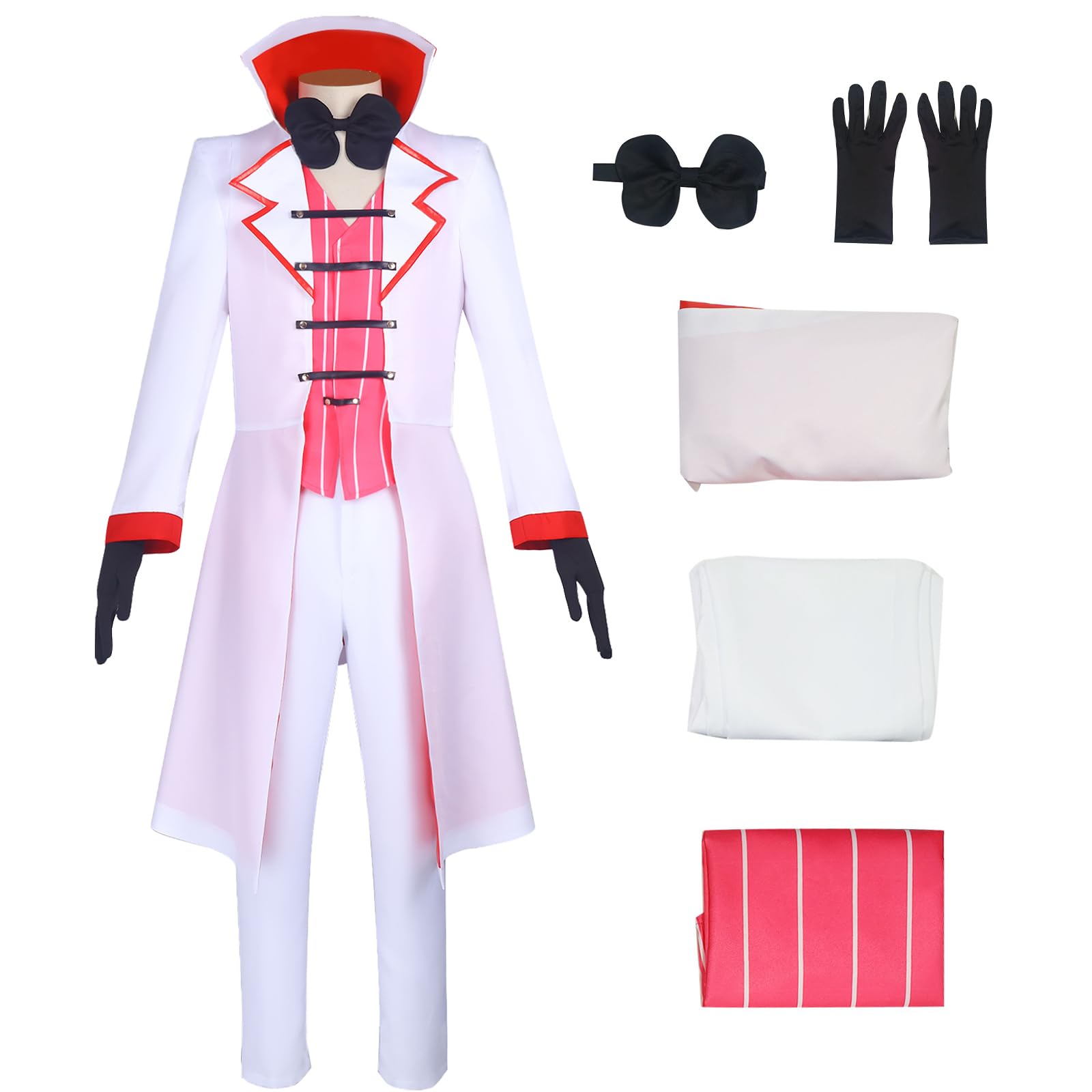 AYYOHON Lucifer Morningstar Kostüm für Erwachsene, Anime Hazbin Lucifer, Cosplay, Uniform, Jacke, Weste, Hose, Set, Halloween, Anzug für Herren, Größe XS