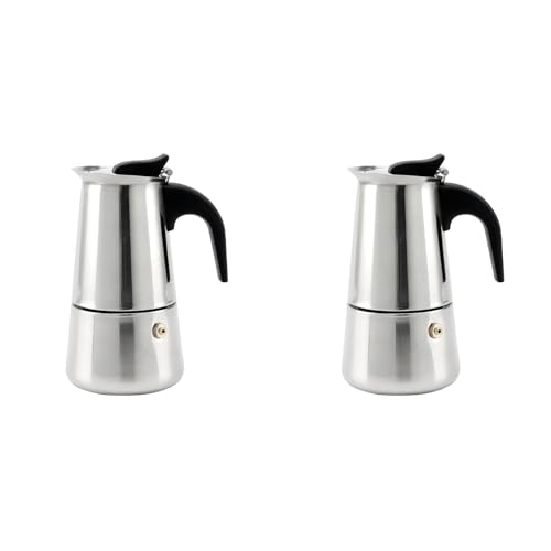 Haztholf 2 x Moka Espressokocher, Latte, Kaffeemaschine, Espressokocher, italienische Kaffeemaschine, 100 ml, Edelstahl