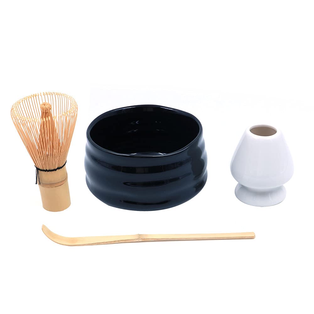 ANCLLO 4-teiliges japanisches Matcha-Teeset, Schneebesen, Schale, Halter, Bambuslöffel für traditionelle japanische Teezeremonie #1