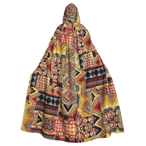 YQxwJL Langer Umhang mit Kapuze aus afrikanischem Textil, Patchwork-Druck, Unisex, mit Kapuze, Halloween, Weihnachten, Kostüme, Party-Umhang