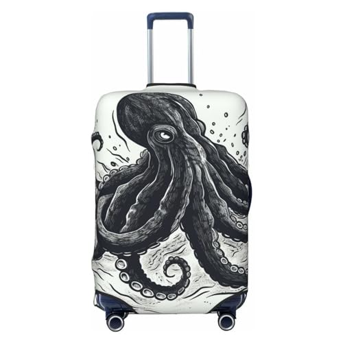 CSGJMYGS Octopus Tentakel, Monster-Gepäckabdeckungen für Koffer, waschbar, modisch, dehnbar, kratzfest, passend für 45,7 - 81,3 cm große Gepäckstücke, Größe XL, Schwarz, Schwarz , XL