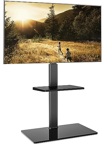 FITUEYES TV Ständer TV Bodenständer Standfuß Fernsehstand mit Regal höhenverstellbar schwenkbar für 32 bis 60 Zoll Flach & Curved Fernseher bis zu 30kg Max.VESA 600*400