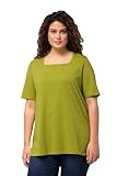 Ulla Popken Damen große Größen Übergrößen Plus Size T-Shirt, A-Linie, Carree-Ausschnitt, Halbarm apfelgrün 62+ 807286425-62+