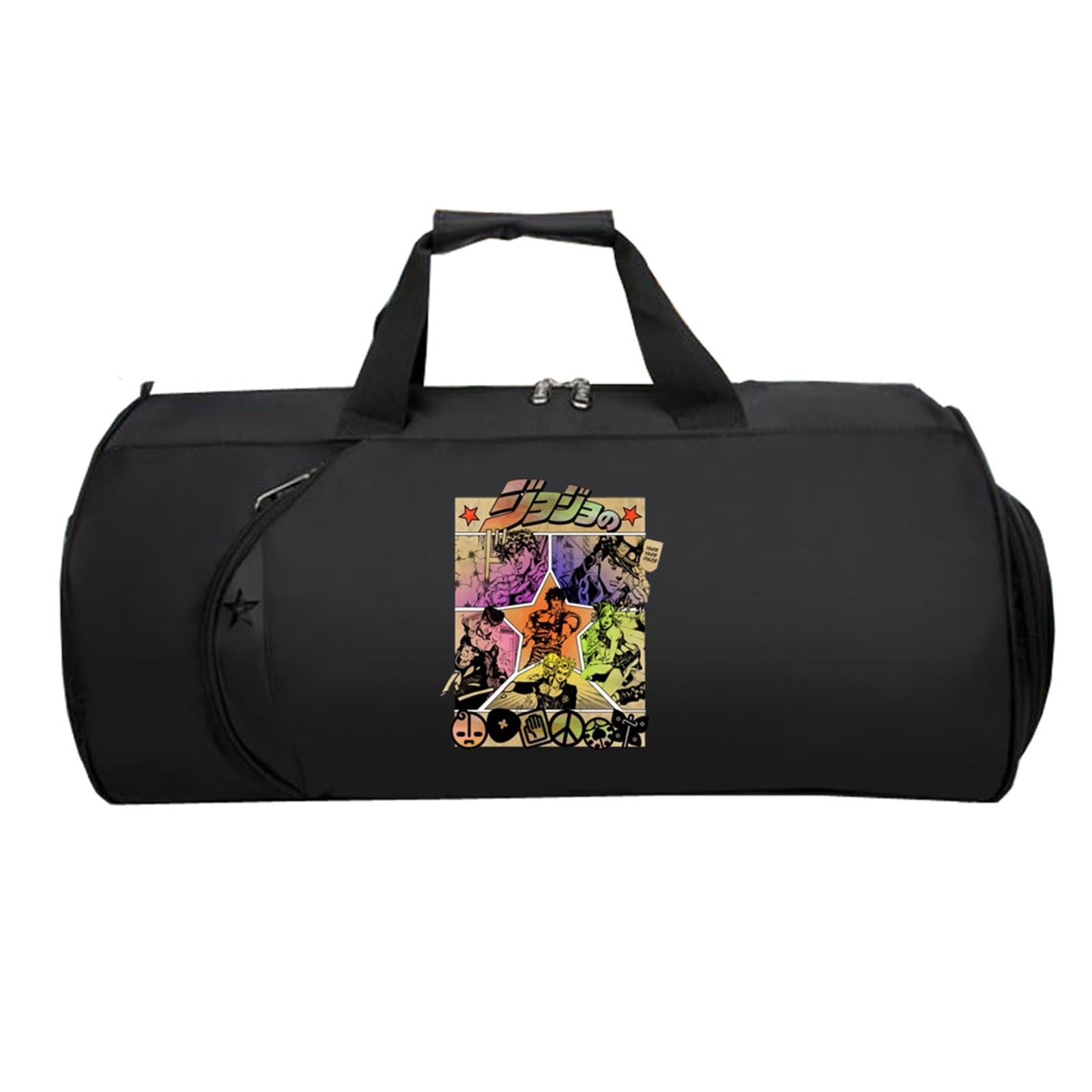 Jo-Jo's Bizar-re Adventu-re Sporttasche Klein, Groß Wasserdicht Sporttasche, HandgepäCk Unisex G.ym Wochenendtasche Flugzeug(Black 8)