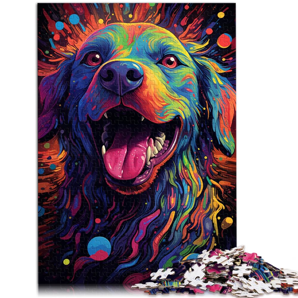 Spielzeug Puzzle Future Bunter Psychedelischer Hund 1000 große Teile Puzzle für Erwachsene Holzpuzzle Einzigartige Heimdekoration und Geschenke 1000 Teile (50 x 75 cm)