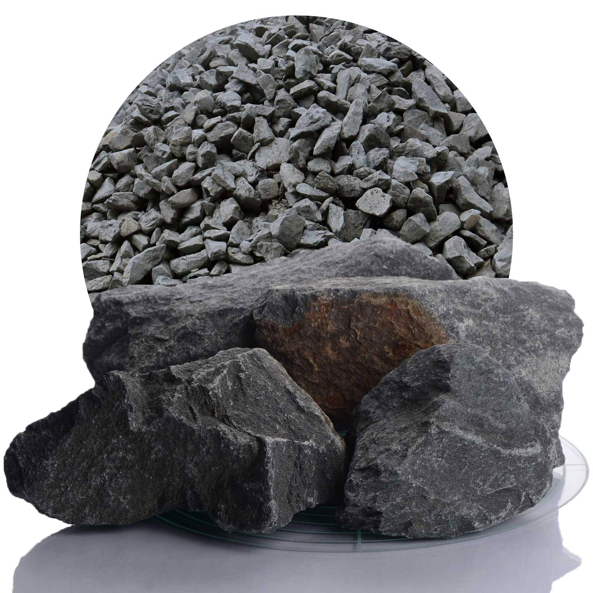 Schicker Mineral Grauwacke Gabionensteine anthrazit 25 kg, Bruchsteine 60-150 mm, Steine als Füllmaterial für Ihre Gabionen