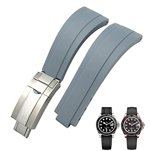 OPKDE Silikon-Armband mit kurzer Schnalle, 20 mm, 21 mm, passend für Rolex Daytona Submariner Role Oysterflex Yacht Master, 21 mm, Achat