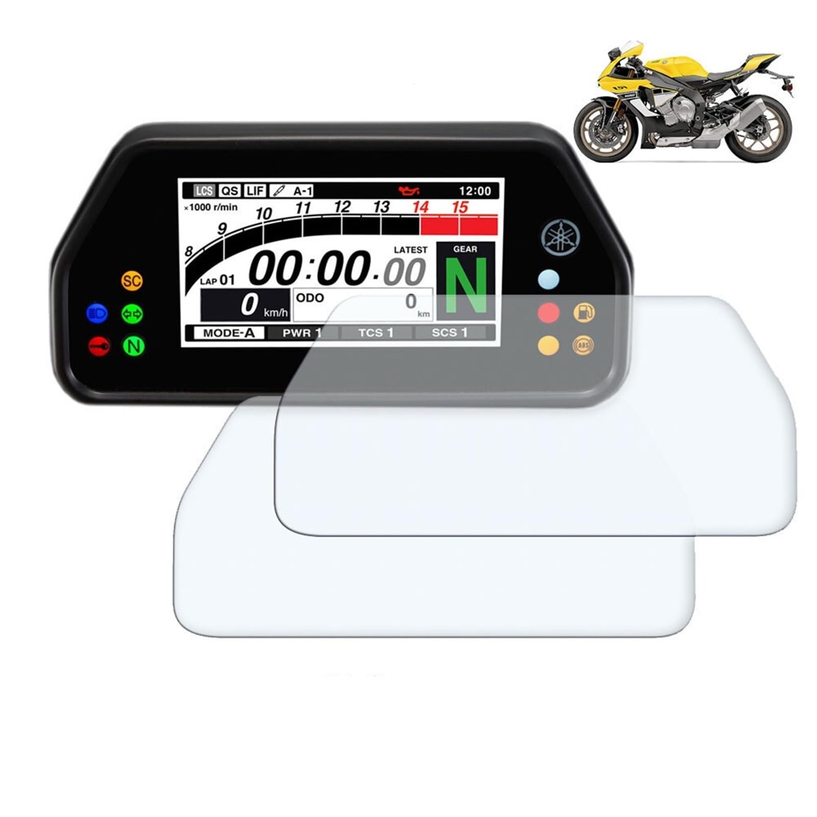 VLZUNO for YZF R1 R1M R1S M/S YZF-R1 YZF-R1M YZF-R1S Cluster Scratch Cluster Displayschutzfolie Armaturenbrett-Displayschutz(2 PCS)