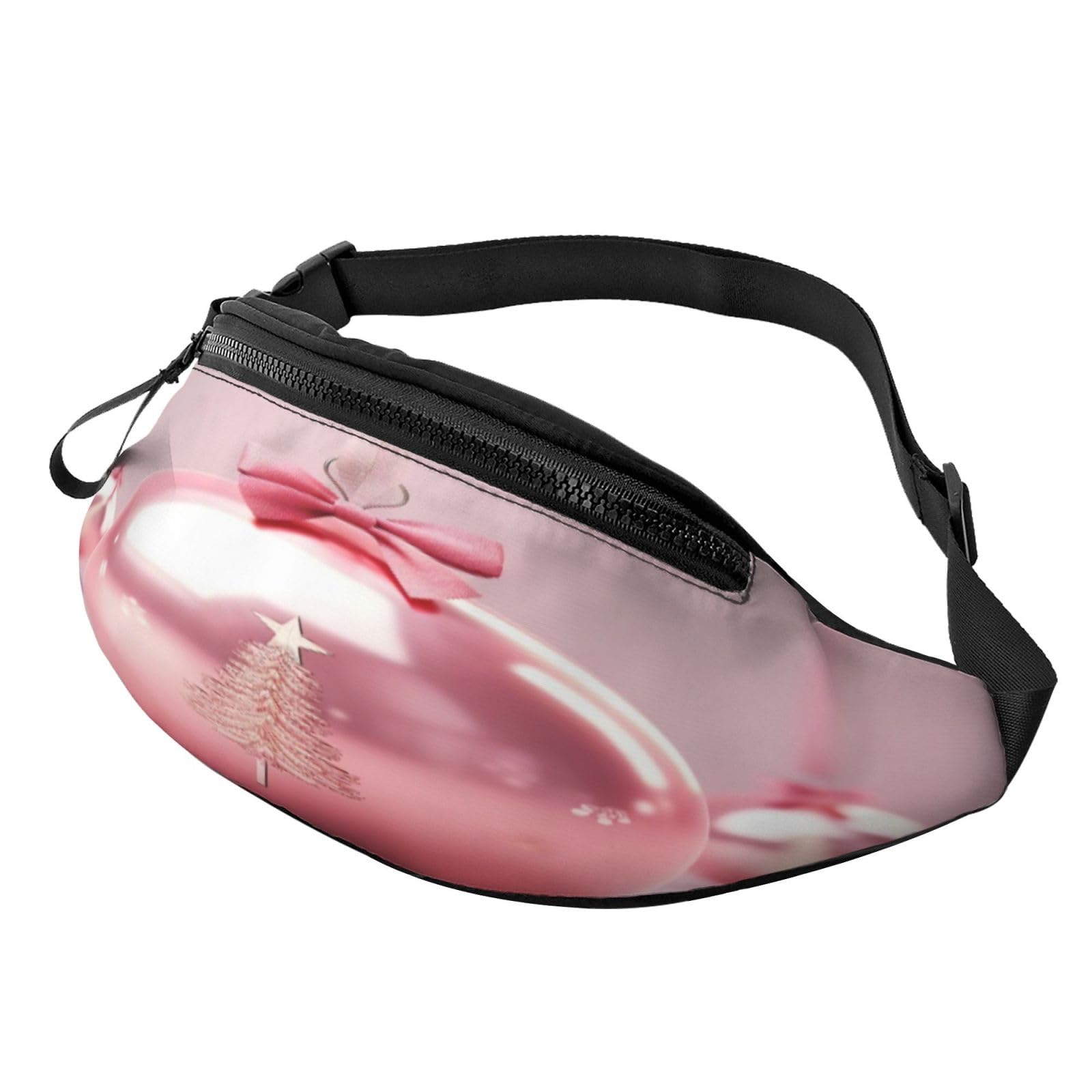 Rainbow Striped Fanny Pack-Lightweight Waist Bag for Travel and Daily Use, Rosa Weihnachtskugel, Einheitsgröße