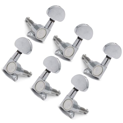 Strings Tuning Pegs Mechaniken Für Gitarre 3L3R Halbkreis-Griff-Mechaniken für E-Gitarre, Akustikgitarre, Saitenwechsler (Color : Silver)